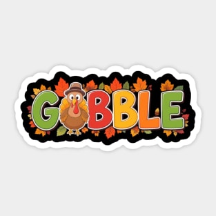 Gobble Cute Turkey Thanksgiving – Funny Fall Holiday Sticker